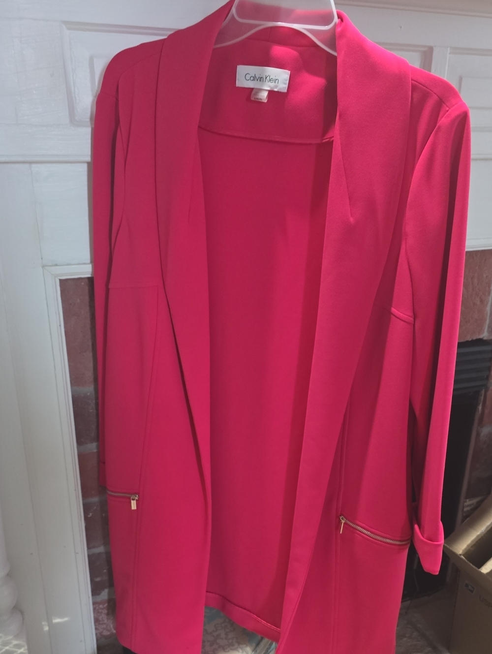 Calvin KleinScuba Crepe Open Front Topper Jacket. Pink. XL. NWOT
